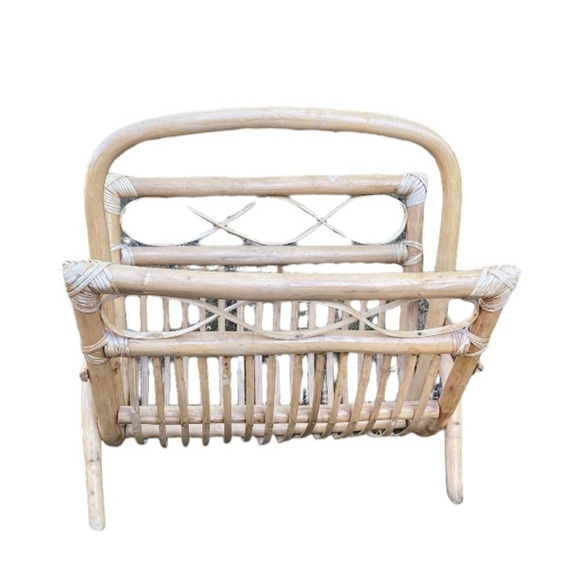 RATTAN Wicker Magazine Rack Holder Boho Style - Picture 1 of 7